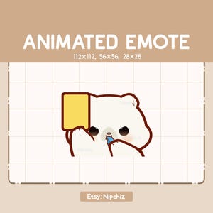 Emote animé ours polaire sifflant et tenant un carton jaune - Emote kawaii à regarder en streaming - Adorable emote dessin animé