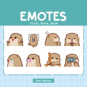 Kawaii Otter Emotes (8) – Cute Emotes for Streamer – Chibi Otter Emoji Bundle