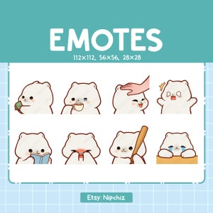 Polar Bear Emotes 8 Pack / Chibi Polar Bear Emotes for Streamer / Kawaii Emoji Set