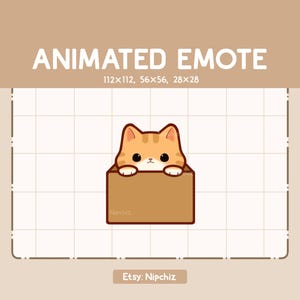 Animated Cute Emerge Orange Tabby Cat from Cardboard Emote - Cute Funny Emote - Ready to Use - Kawaii Emote