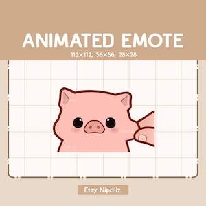 Emoticono animado: cerdito adorable que recibe un pellizco en la mejilla. Emoticono lindo y divertido. Listo para usar. Emoticono kawaii