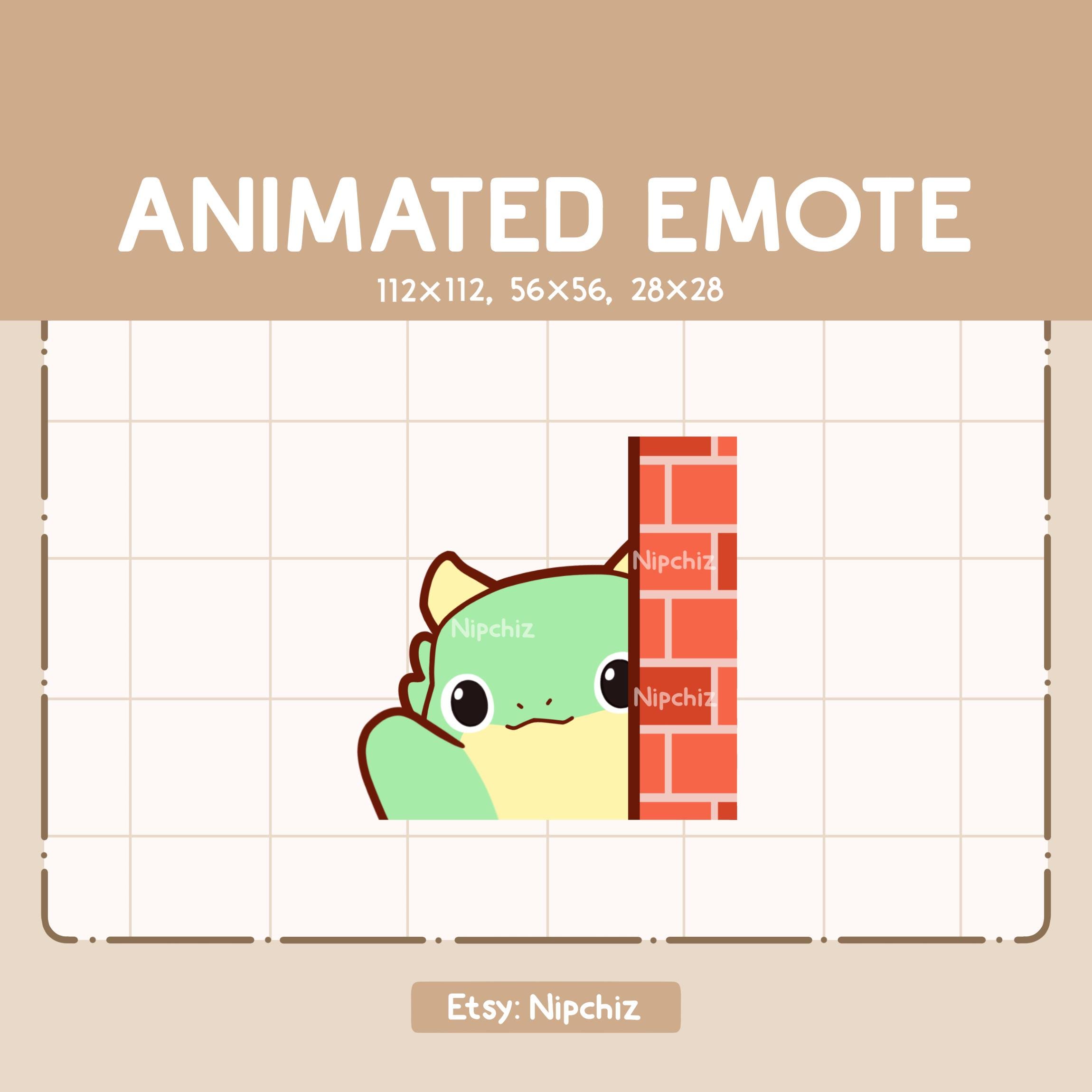 Animated Emote Green Dragon is Greeting You by Waving His Hand from Behind a Wall / Ready to Use / Cute Funny Emote