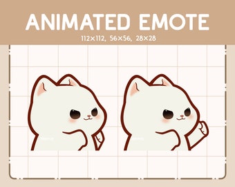 Animated Cute White Cat Punching Fast Emote / Ready to Use / Emote for Streamer  / Cartoon Emote