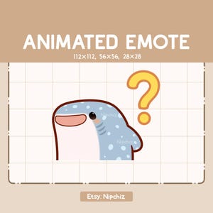 Emote animée Requin-baleine confus essaie de comprendre quelque chose / Emote drôle Chibi / Emote pour le streaming / Emote dessin animé