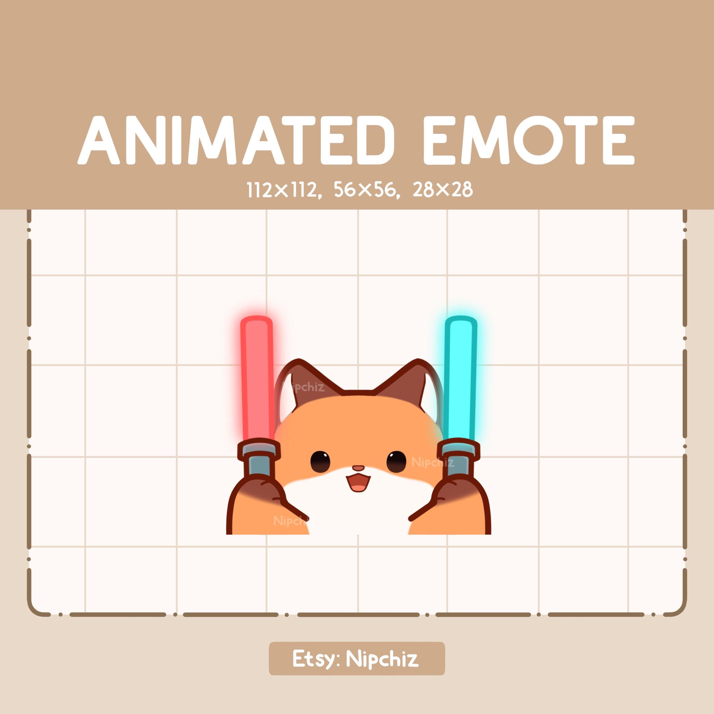 Animated Emote Cute Fox and Lightstick / Cartoon Cute Emote / Chibi ...