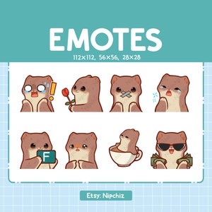 Stoat Emotes for Streamer (8) - Kawaii Cute Stoat - Emoji Pack for Streaming