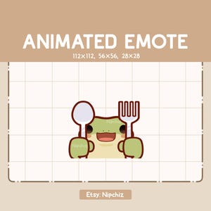 Animated Emote Adorable Frog is Holding a Spoon and Fork - Cartoon Emote - Funny Emote for Streaming - Ready to Use