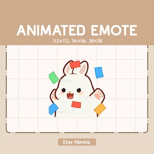 Animated Emote Cheerful Hype Rabbit Celebrating / Adorable Funny Emote - Cartoon Emote for Streaming - Cute Emote