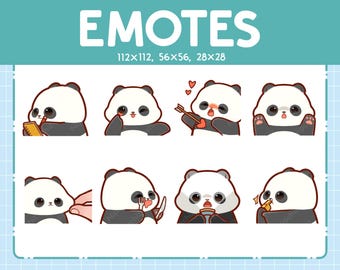 Panda  Emotes / 8 Cute Panda Bundle / Emotes for Streamer Kawaii Emoji Pack