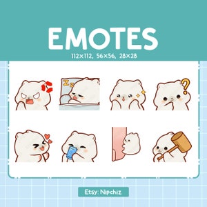 Polar Bear Emotes / Cute Emoji Pack / 8 Polar Bear Emotes for Streaming / Bundle Emotes
