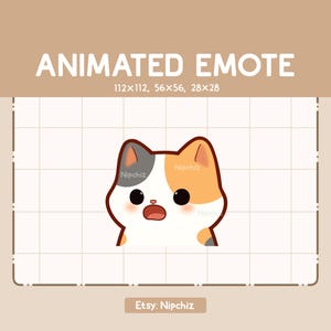 Animated Emote Chibi Calico Cat is talking / Kawaii Cartoon Emote / Chibi Emote For Streamer / Ready to Use