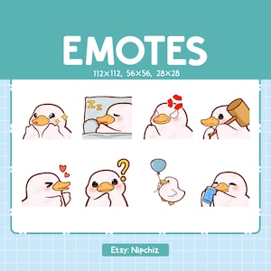 Gestos de pato blanco chibi para transmisión: (8) Gestos kawaii: paquete de gestos de pato blanco lindo: gestos divertidos