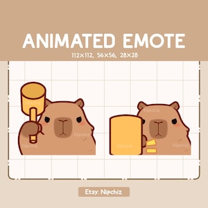 Animated Emote Cute Capybara is Knocking the Hammer / Chibi Funny Emote / Emote for Streaming / Cartoon Emote