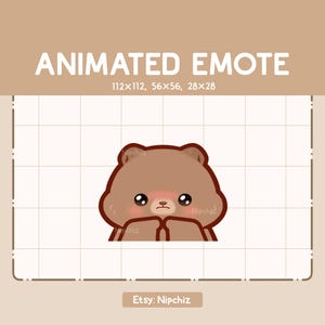 Animierter süßer Grizzly Bär scheu und bettelnd Emote / Lustiges süßes Emote / Emote für Tracking / Kawaii Emote