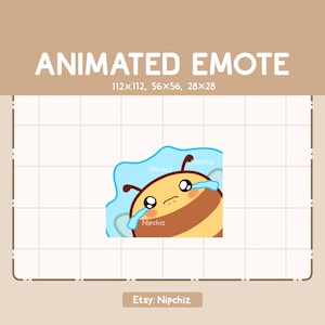 Animated Emote Sad Bee is Crying a Lot of Tears with Teary Eyes / Adorable Chibi Emote / Cartoon Emote for Streaming