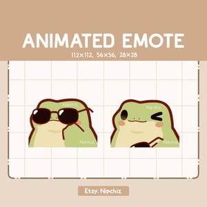 Animated Emote Adorable Frog is Wearing the Glasses and Winking / Kawaii Cartoon Emote / Chibi Emote For Streamer / Ready to Use