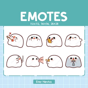 Ghost Emotes for Streaming | Kawaii Animal Emoji | (8) Cute Ghost Emote Pack