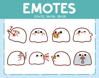Ghost Emotes for Streaming | Kawaii Animal Emoji | (8) Cute Ghost Emote Pack