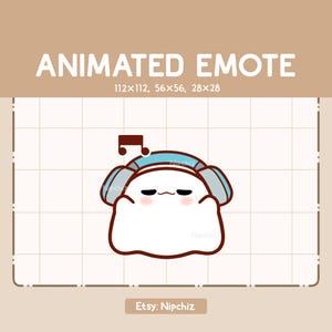 Emote animata Fantasma carino che indossa le cuffie / Emote cartone animato adorabile / Pronto all'uso / Emote carino