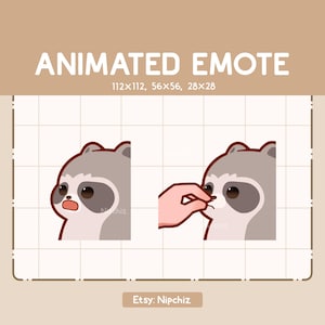 Animated Emote Cute Talkative Raccoon and a Hand - Chibi Cartoon Emote - Ready to Use - Funny Emote