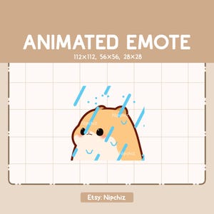 Animated Emote Adorable Golden Hamster is Waiting Through The Rainy Weather - Funny Cartoon Emote - Ready to Use