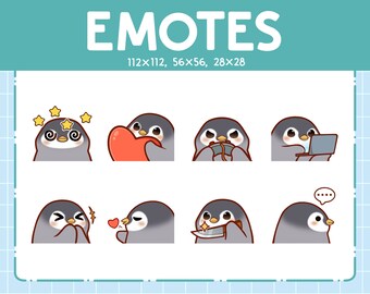 Penguin Emotes / Cute Emoji Pack / 8 Penguin Emotes for Streaming / Bundle Emotes