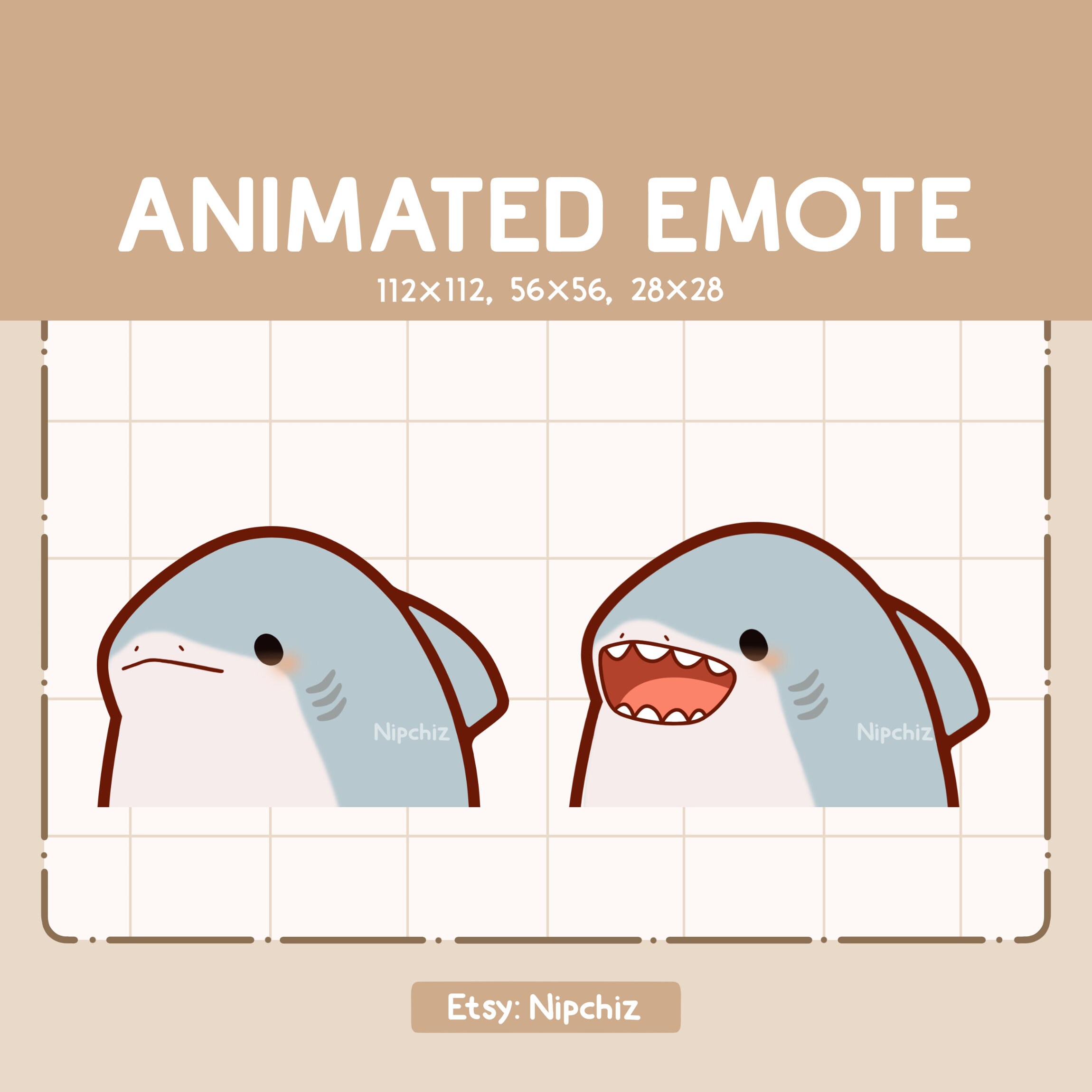 Animated Cute Shark Mouth Open Closed Emote / Ready to Use / Emote for Streamer