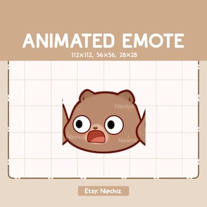 Gesto animado Chibi Oso pardo sorprendido / Gesto de dibujos animados Kawaii / Gesto Chibi para transmisor / Listo para usar