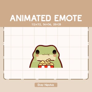 Animated Emote Frog is Eating a Cup of Popcorn - Emote for Streamer