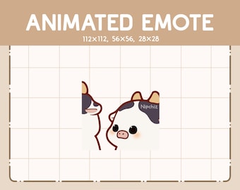 Animated Emote Chibi Cow is Running Forward - Adorable Emote - Funny Emote for Streaming - Kawaii Emote
