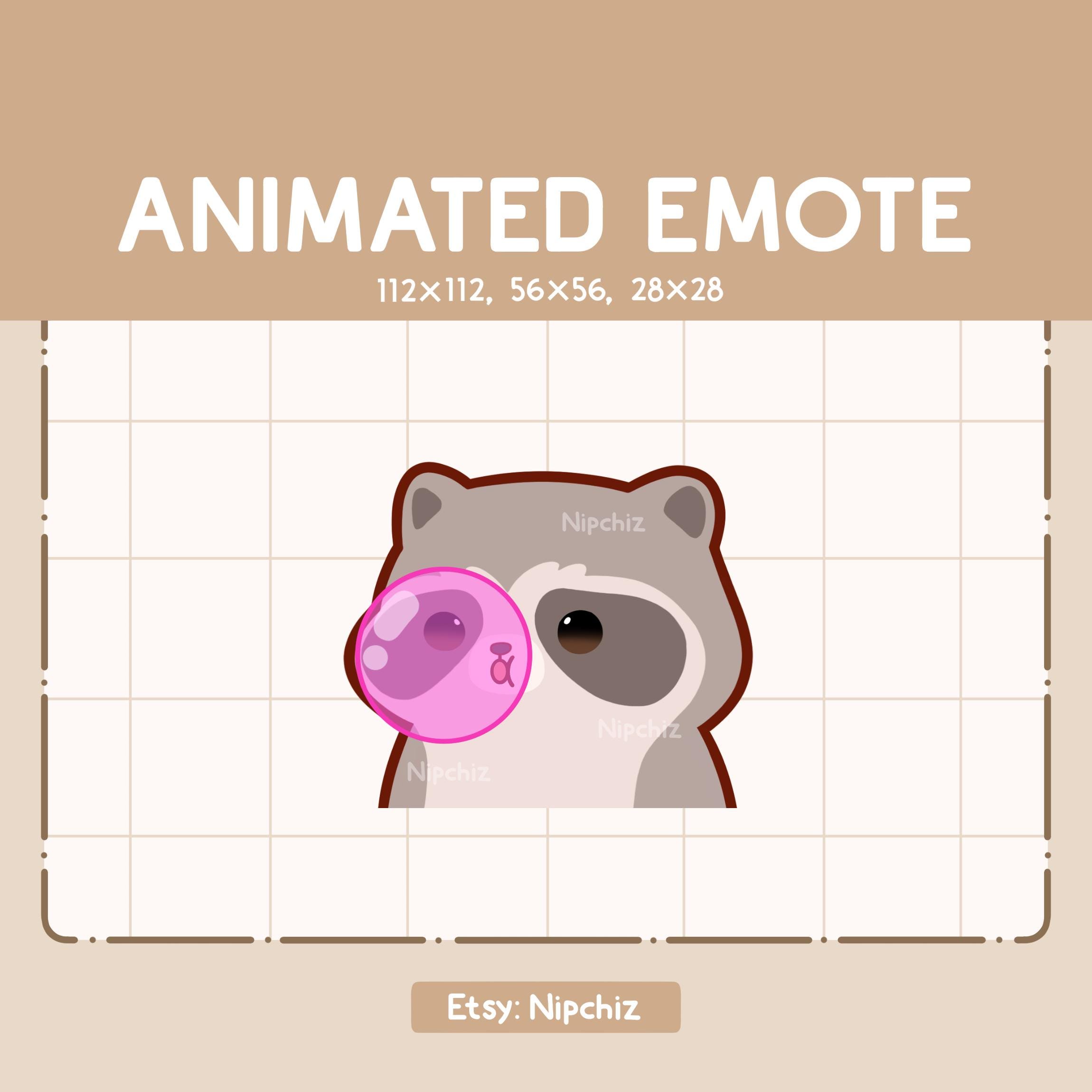 Chewing Animation Silly Animated Emote Chibi Raccoon is Chewing a Bubblegum - Funny Cartoon ...