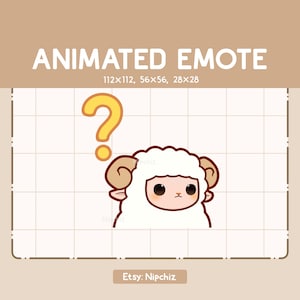 Animated Emote Confused Sheep is Trying to Figure Something Out - Adorable Chibi Emote - Kawaii Cartoon Emote