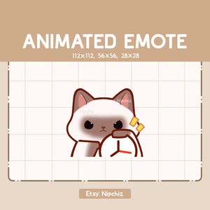 Animated Emote Angry Cute Siamese Cat Time Is Up - Adorable Cartoon Emote - Chibi Kawaii Emote - Ready to Use