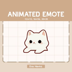Emote animée Adorable chat blanc giflant une table / Prêt à l'emploi / Emote drôle kawaii / Emote mignon dessin animé