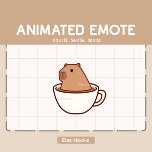 Animated Emote Cute Capybara Inside a Cup of Coffee is Spinning Around - Funny Cartoon Emote - Ready to Use - Chibi Emote for Streamer