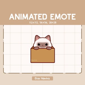 Geanimeerde schattige Siamese kat van kartonnen emote / grappige schattige emote / emote voor streaming / kawaii-emote