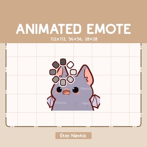 Emote animé Chibi Bat est confus par un panneau de chargement / Emote adorable mignon