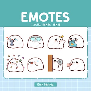 Emotes Ghost / 8 Emotes fofos para streaming / Digital / Pacote de Emotes Chibi Ghost