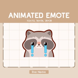 Emote animé adorable et mignon raton laveur qui pleure et sanglote / Emote animal kawaii