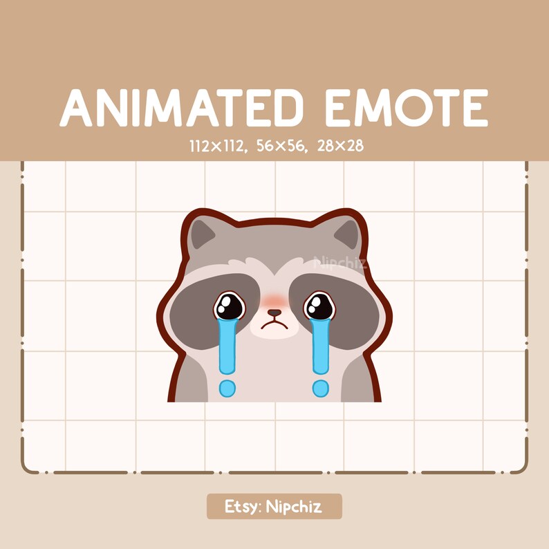 Crying Raccoon Animated Emote Adorable and Cute Raccoon Crying and Sobbing / Kawaii ...