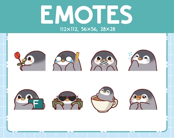 Chibi Penguin Emotes for Streaming - (8) kawaii Emotes – Cute Penguin Emote Bundle – Funny Emotes