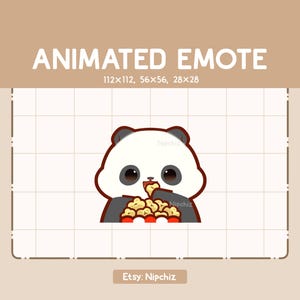 Animierter Emote Panda isst eine Tasse Popcorn - Cartoon Emote - Lustiges Emote für Streamer - Ready to Use