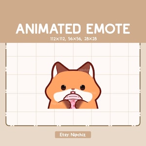 Adorable Fox Sipping Boba Animated Emote / Cartoon Chibi Emote / Ready to Use / Adorable Emote for Streaming