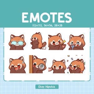 Emotes Panda rojo / 8 lindos emotes para transmisión / Digital / Paquete de emotes Panda rojo chibi