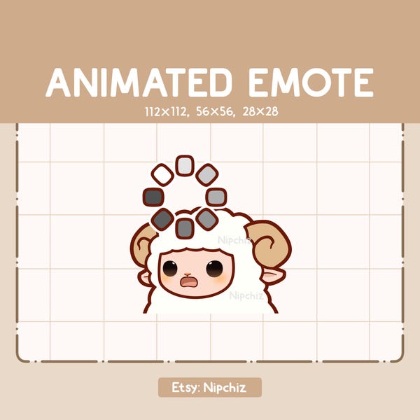 Animated Emote Chibi Sheep Is Confused Showed By a Loading Sign / Funny Cute Emote / Emote for Streaming / Kawaii Emote