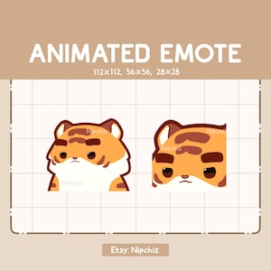 Animated Emote Chibi Tiger Lifting His Thick Fabulous Eyebrows / Funny Cute Emote / Emote for Streaming / Kawaii Emote