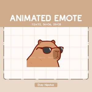Animated Emote Cute Capybara With Black Sunglasses Is Vibing By Waving His Head Back And Forth - Chibi Cartoon Emote - Ready to Use