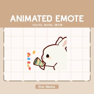 Animated Emote Cute Rabbit Celebrating The Moment With His Party Popper / Chibi Cartoon Emote