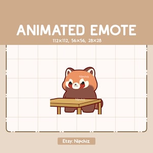 Animated Emote Chibi Red Panda Angry By Flipping a Table in Front of Him - Cartoon Emote - Funny Emote for Streaming - Ready to Use