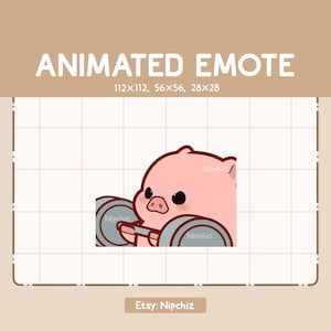 Animated Emote Chibi Pig is Doing Workout - Adorable Emote - Funny Emote for Streaming - Kawaii Emote